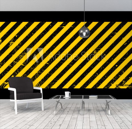 Bild på Industrial background warning frame grunge yellow black diagonal stripes vector grunge texture warn caution construction safety background